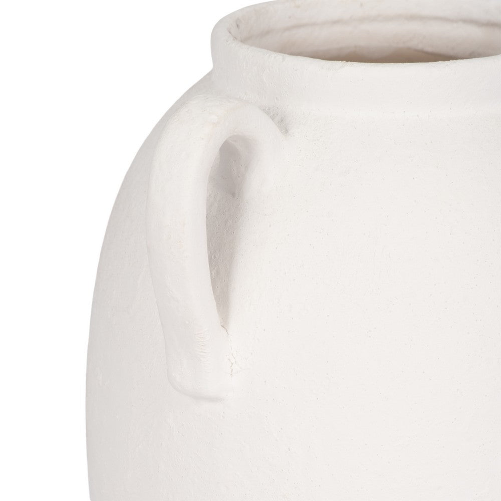 Antique Style Amphora Jug Vase with 2 Handles | 10" White Ceramic