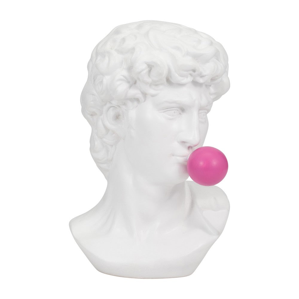 Eros Avant Garde Greek Statue with Pink Bubblegum | White Polyresin 12"