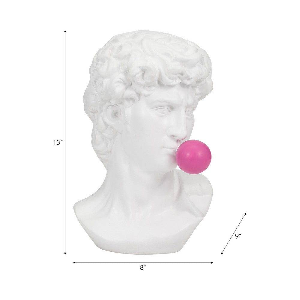Eros Avant Garde Greek Statue with Pink Bubblegum | White Polyresin 12"