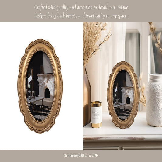 Photo Frame for 4x6 Sizes | Antique Gold Vintage Scalloped Design | Resin