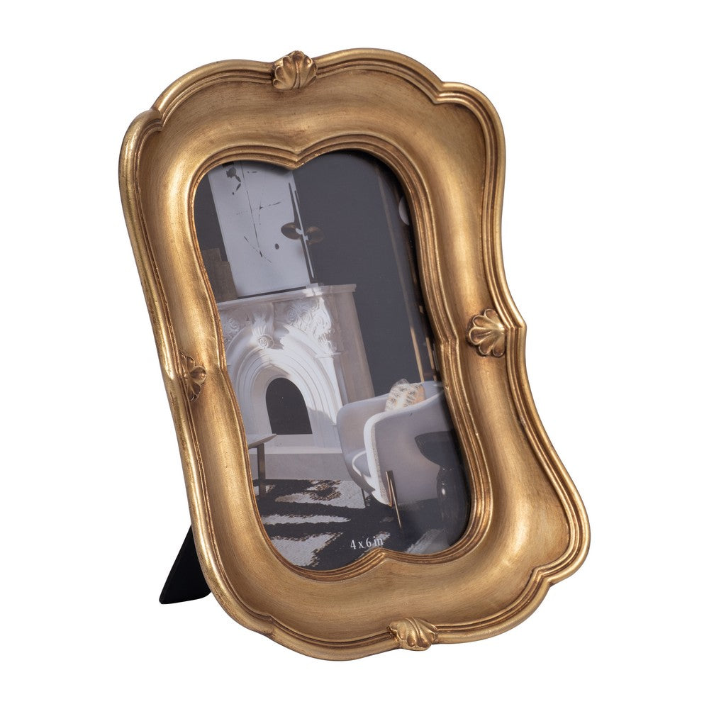 Vintage Photo Frame | Gold Polyresin & Glass | 7 x 8 Baroque Design