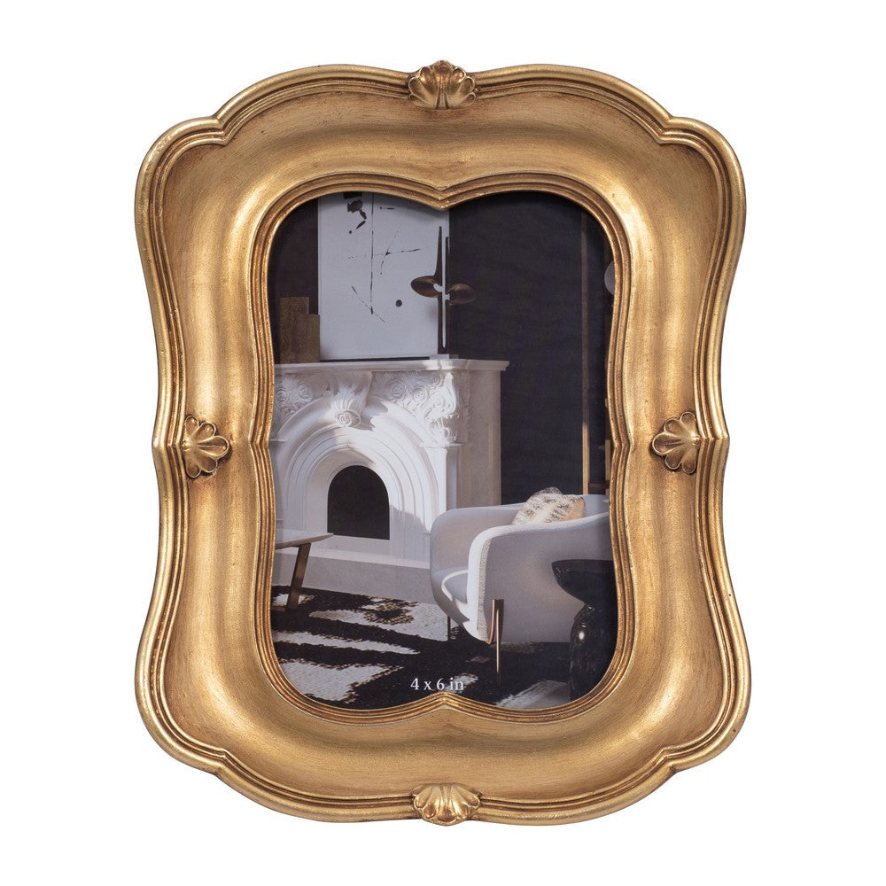 Vintage Photo Frame | Gold Polyresin & Glass | 7 x 8 Baroque Design SBH-19098