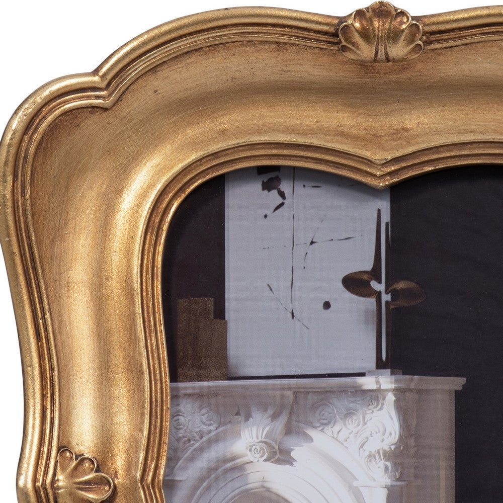 Vintage Photo Frame | Gold Polyresin & Glass | 7 x 8 Baroque Design SBH-19098