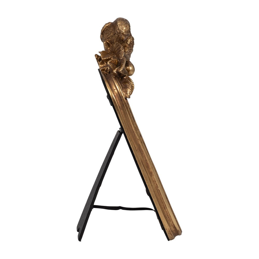 4 x 6 Photo Frame with Bird Accent Resin & Glass Front | Brilliant Gold