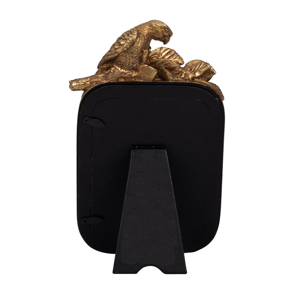 4 x 6 Photo Frame with Bird Accent Resin & Glass Front | Brilliant Gold