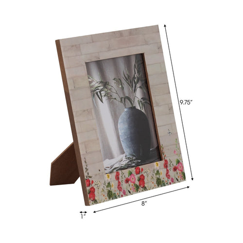 Orsa 8x10 Field Photo Frame with 5x7 Opening | Pink Flower Border | Resin