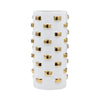 Decorative Flower Vase | 15" White Ceramic | 3D Raised Gold Accent