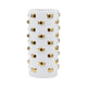 Decorative Flower Vase | 15" White Ceramic | 3D Raised Gold Accent
