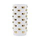 Decorative Flower Vase | 15" White Ceramic | 3D Raised Gold Accent
