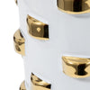 Decorative Flower Vase | 15" White Ceramic | 3D Raised Gold Accent