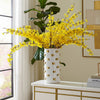 Decorative Flower Vase | 15" White Ceramic | 3D Raised Gold Accent