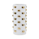 Decorative Flower Vase | 15" White Ceramic | 3D Raised Gold Accent