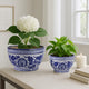 Classic Decorative Bowl Planter Set of 2 | Blue White Chinoiserie Ceramic