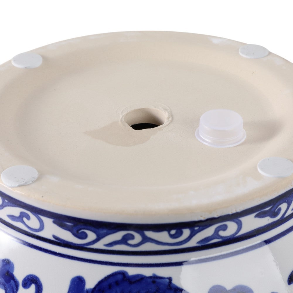 Classic Decorative Bowl Planter Set of 2 | Blue White Chinoiserie Ceramic