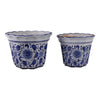 Traditional Decorative Planter Pot Set of 2 | Blue White Chinoiserie Design