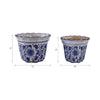 Traditional Decorative Planter Pot Set of 2 | Blue White Chinoiserie Design