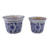 Traditional Decorative Planter Pot Set of 2 | Blue White Chinoiserie Design