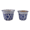 Traditional Decorative Planter Pot Set of 2 | Blue White Chinoiserie Design SBH-19141-01