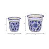 Classic Ceramic Pot Planters Set of 2 | Scalloped Rim Design | Blue & White