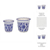 Classic Ceramic Pot Planters Set of 2 | Scalloped Rim Design | Blue & White