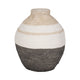 Decorative Flower Vase | Neutral White Gray & Tan Striped Pattern | 13"