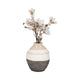 Decorative Flower Vase | Neutral White Gray & Tan Striped Pattern | 13"