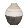 Decorative Flower Vase | Neutral White Gray & Tan Striped Pattern | 13"