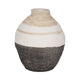 Decorative Flower Vase | Neutral White Gray & Tan Striped Pattern | 13"