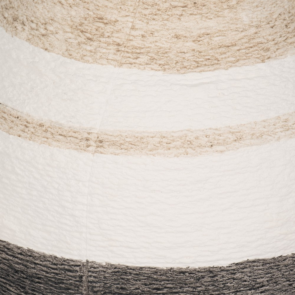 Decorative Flower Vase | Neutral White Gray & Tan Striped Pattern | 13"