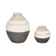 Decorative Flower Vase | Neutral White Gray & Tan Striped Pattern | 13"