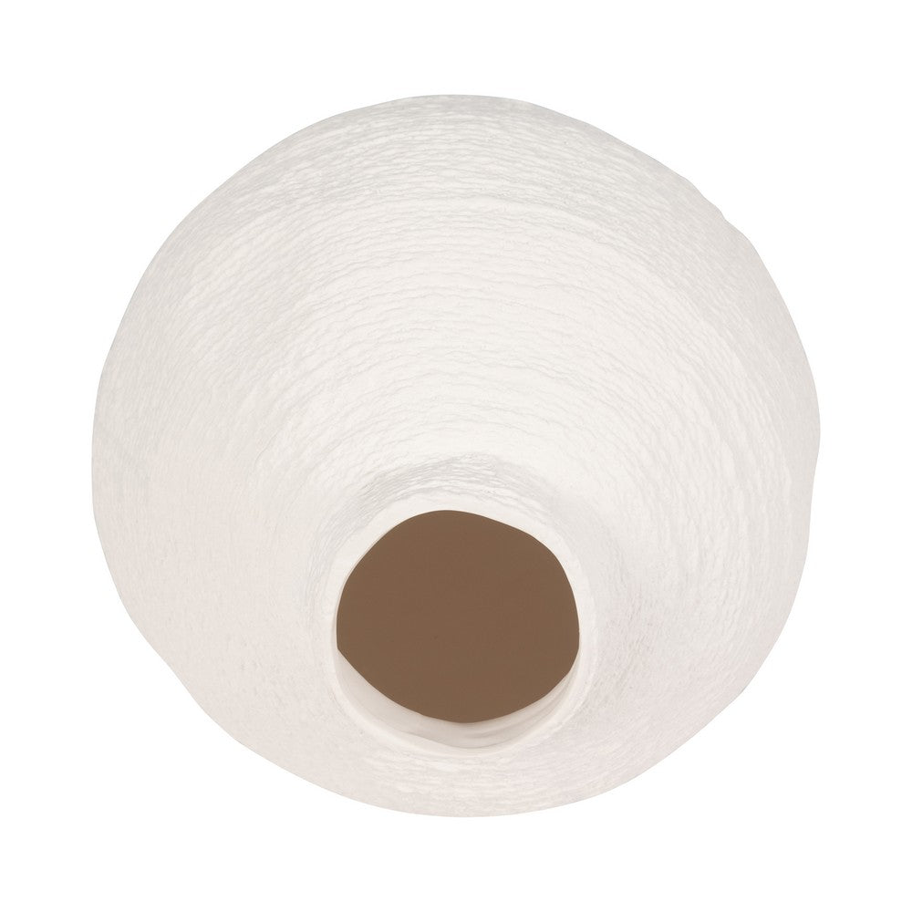 Decorative Flower Vase | Woven Textured Design | 12" White Ceramic