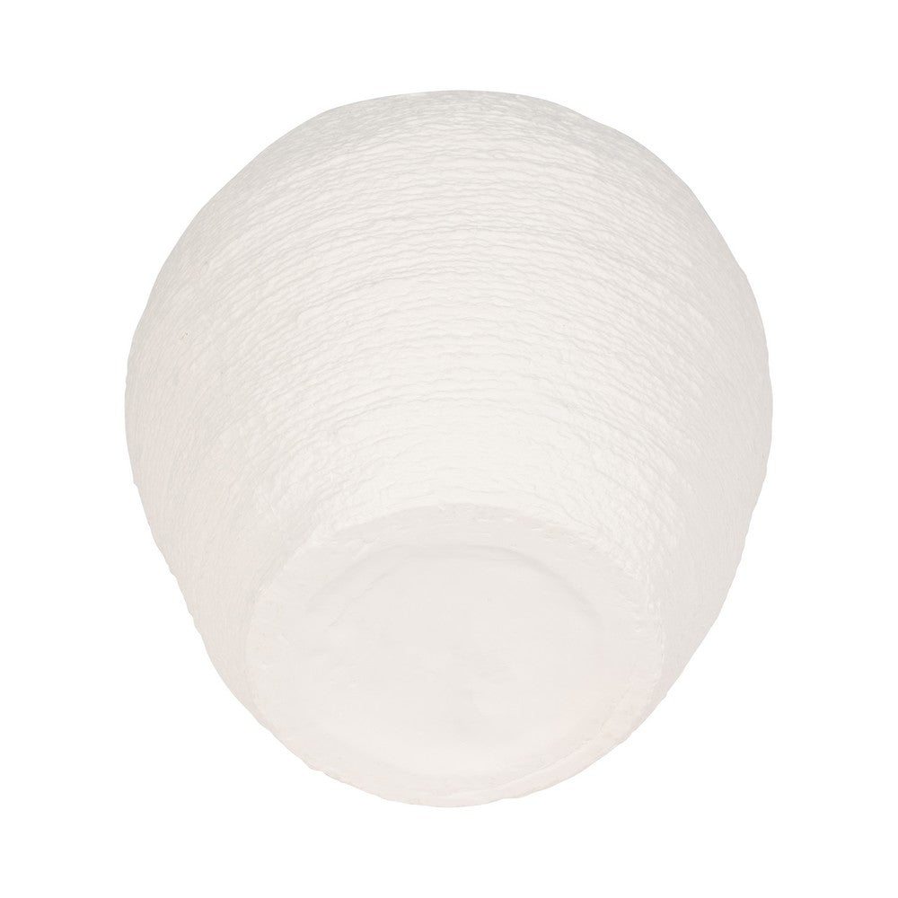 Decorative Flower Vase | Woven Textured Design | 12" White Ceramic