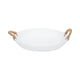 Round Decor Bowl | 17" White Cement with 2 Brown Woven Rope Handles