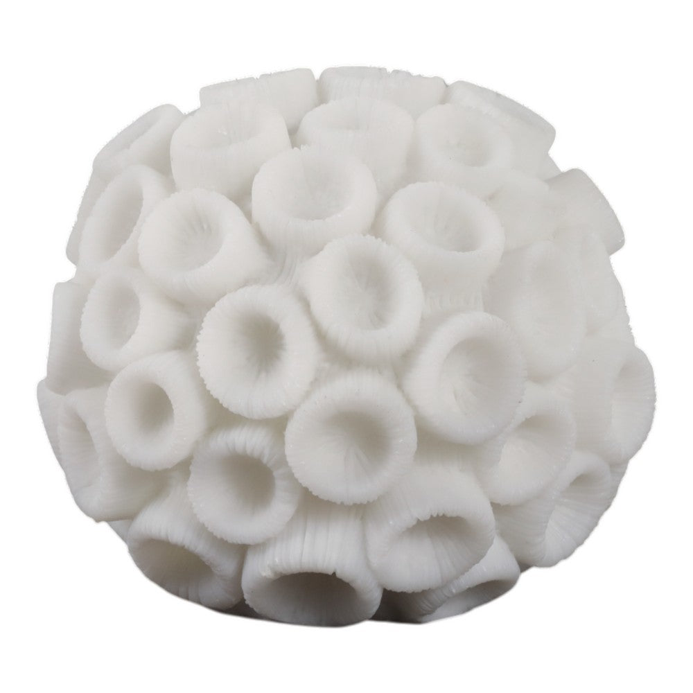 Coral Decorative Tabletop Accent | 6" Ivory Textured Polyresin Design