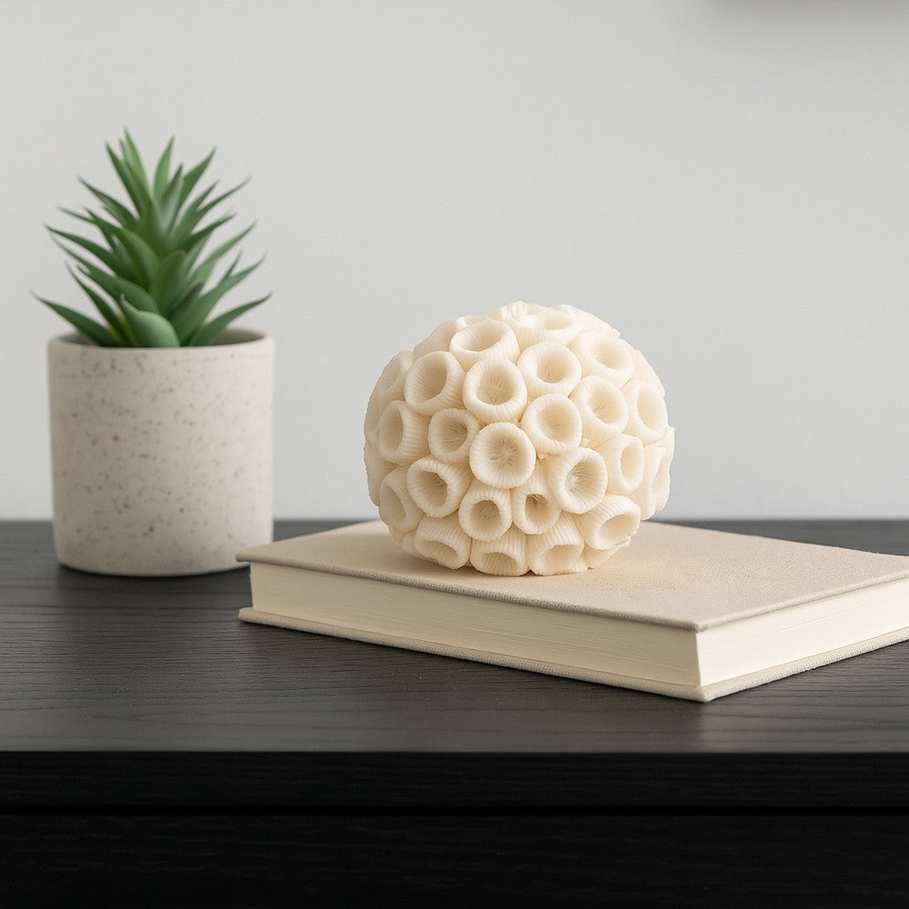 Coral Decorative Tabletop Accent | 6" Ivory Textured Polyresin Design