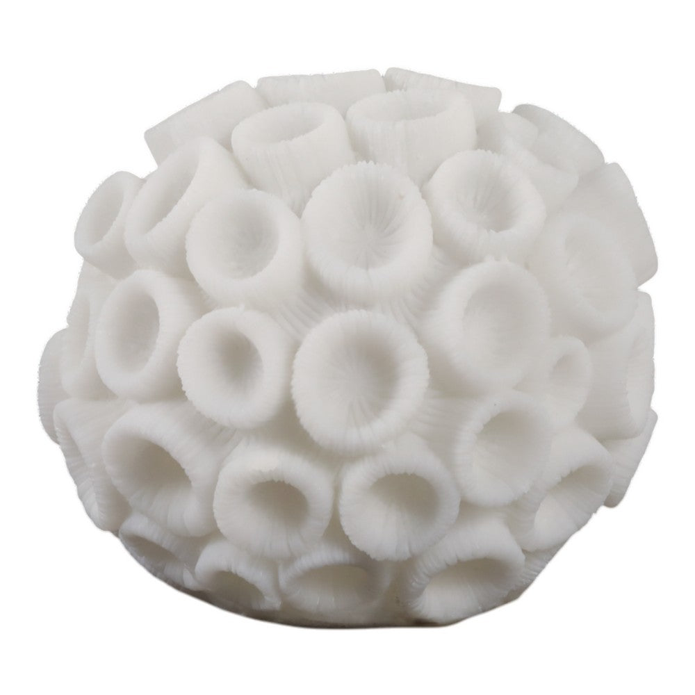 Coral Decorative Tabletop Accent | 6" Ivory Textured Polyresin Design