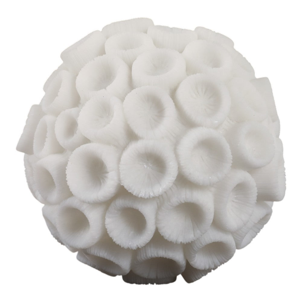 Coral Decorative Tabletop Accent | 6" Ivory Textured Polyresin Design