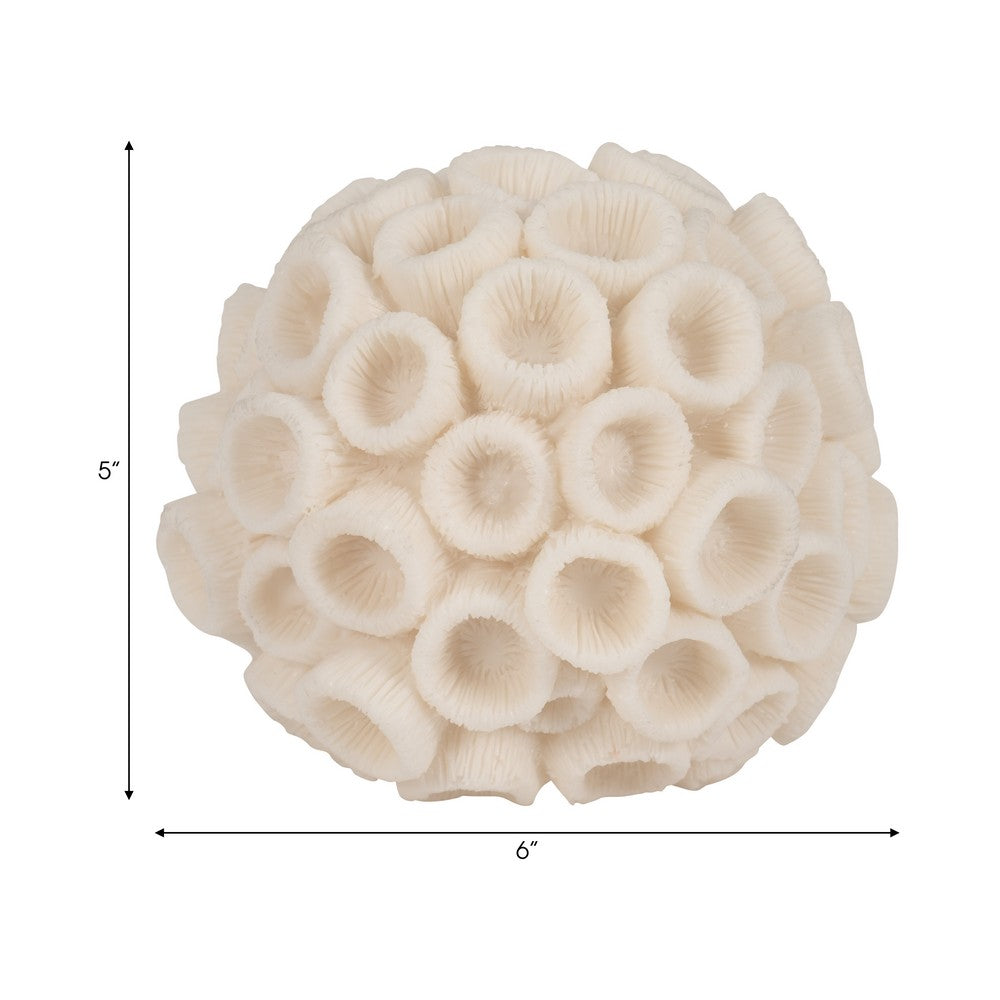 Coral Decorative Tabletop Accent | 6" Ivory Textured Polyresin Design