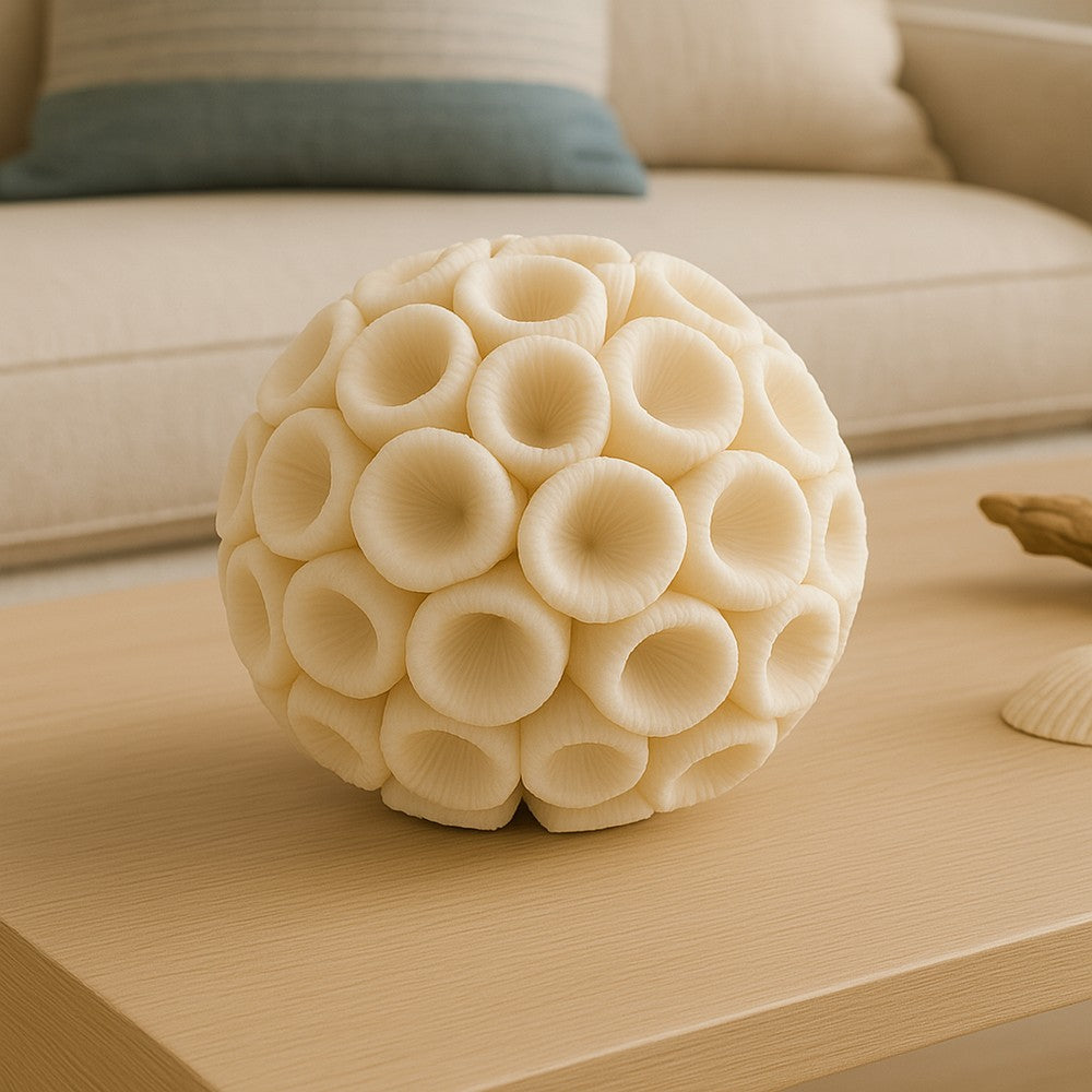 Coral Decorative Tabletop Accent | 6" Ivory Textured Polyresin Design