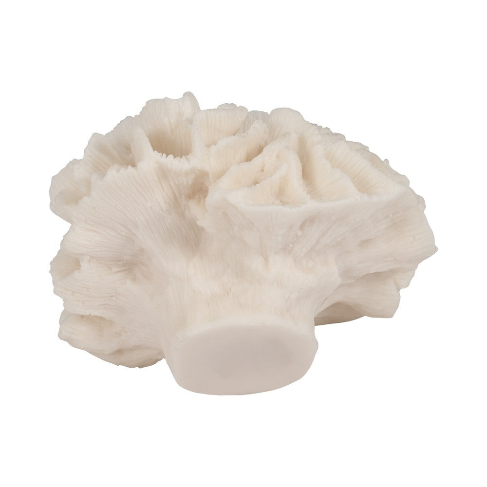 Decorative Flower Petal Coral Accent Sculpture | 6" Ivory Ruffled Resin