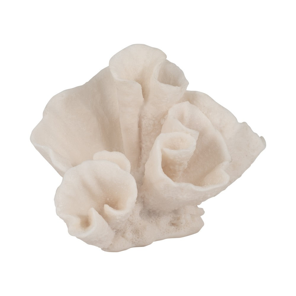 Decorative Coastal Accent Coral Sculpture | Beach Ivory Resin | 8"