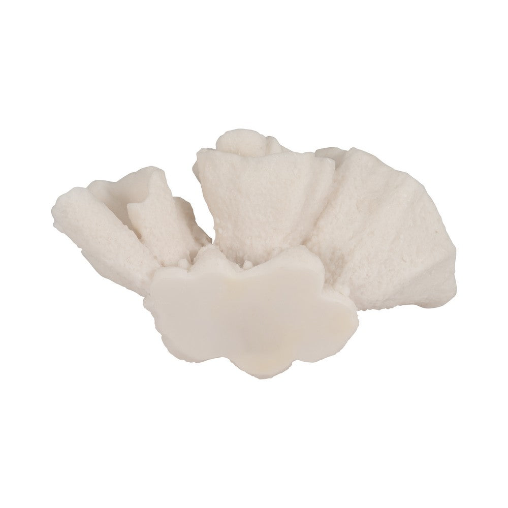 Decorative Coastal Accent Coral Sculpture | Beach Ivory Resin | 8"