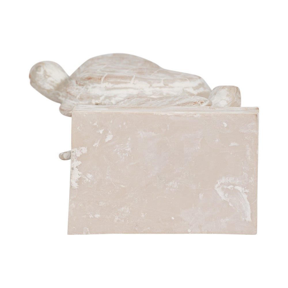 Stacked Turtle Home Decor Figurine | 16" | Distressed White Resin