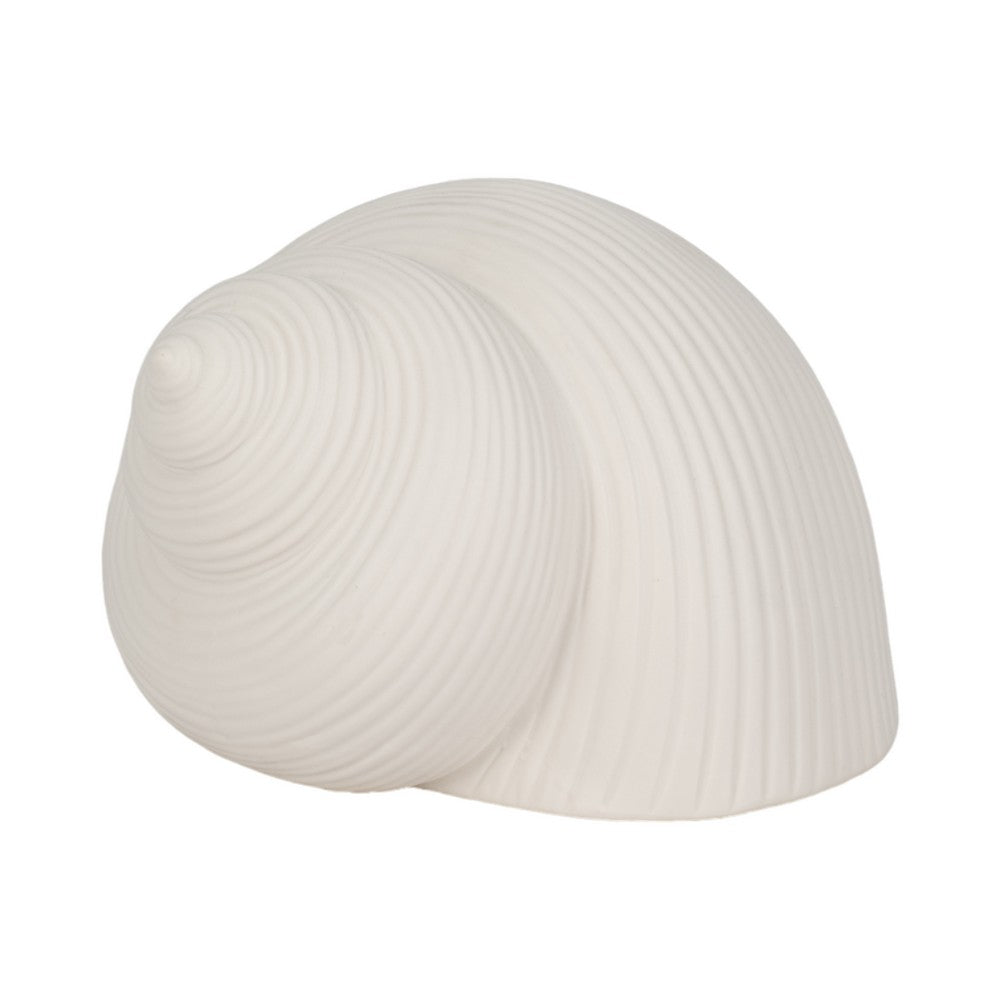 Decorative Bonnet 6" Seashell Figurine | Textured White Ceramic