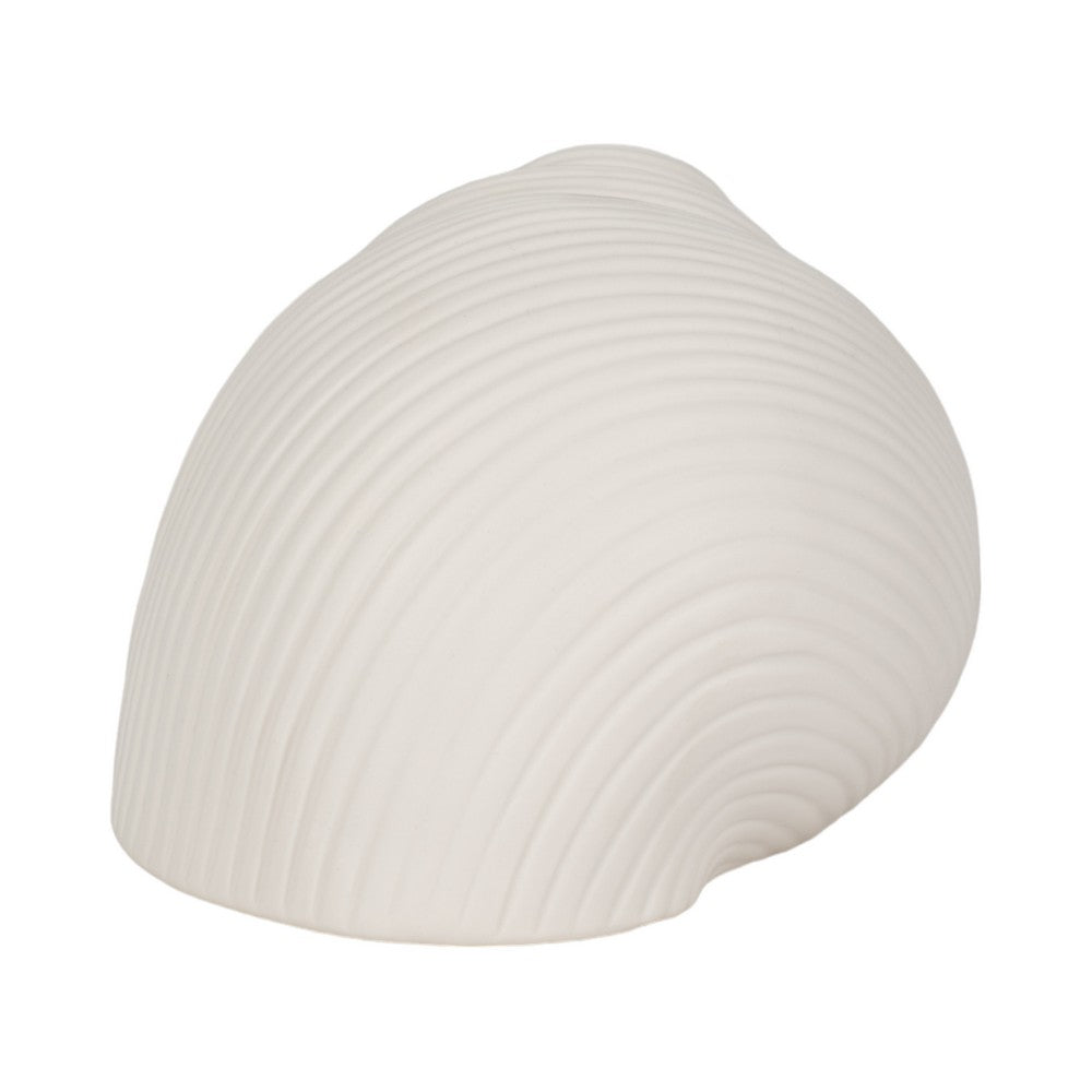 Decorative Bonnet 6" Seashell Figurine | Textured White Ceramic