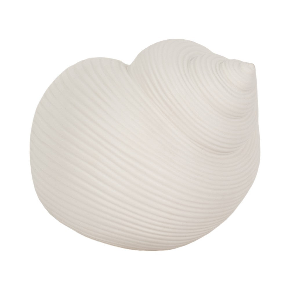 Decorative Bonnet 6" Seashell Figurine | Textured White Ceramic