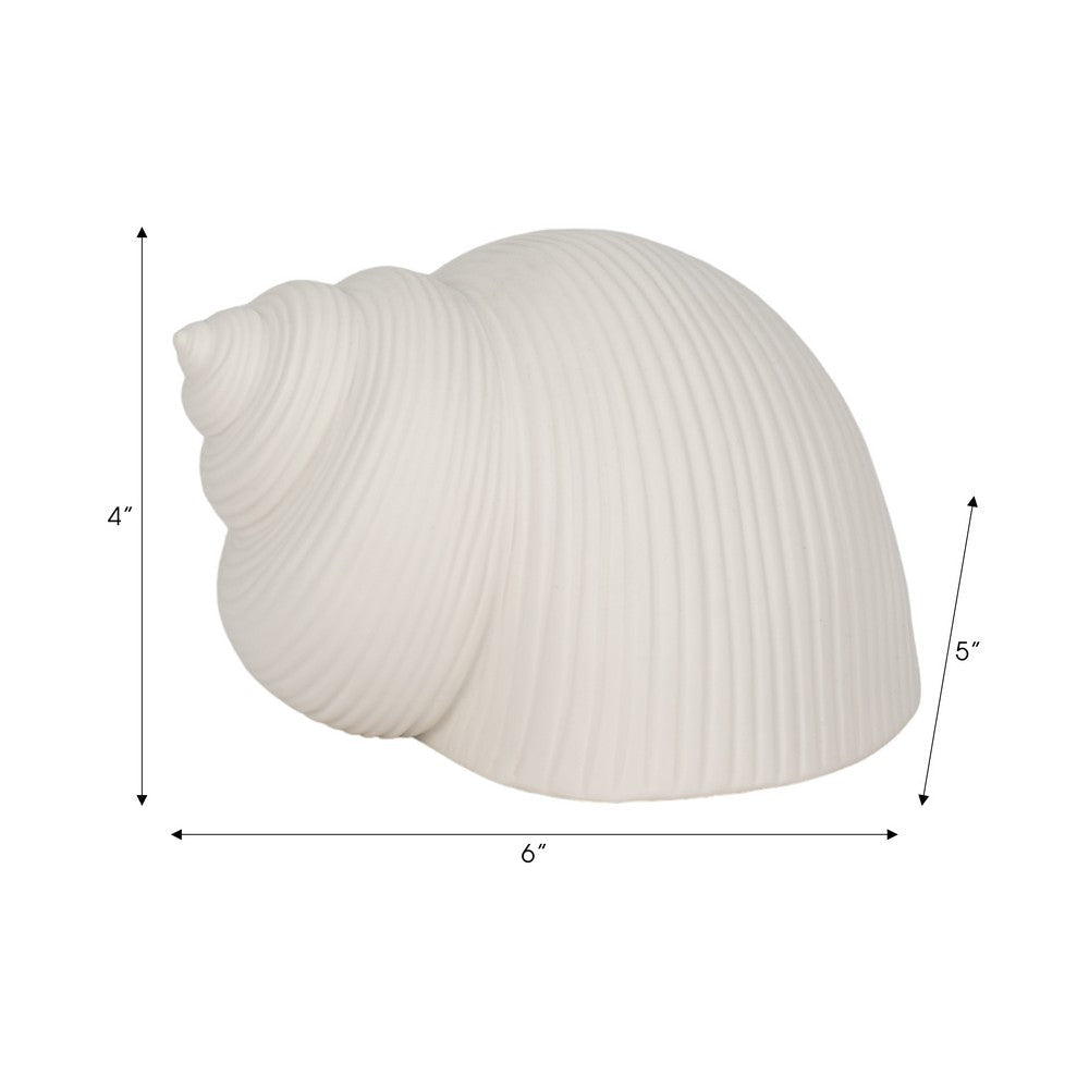 Decorative Bonnet 6’’ Seashell Figurine | Textured White Ceramic SBH-19738-02