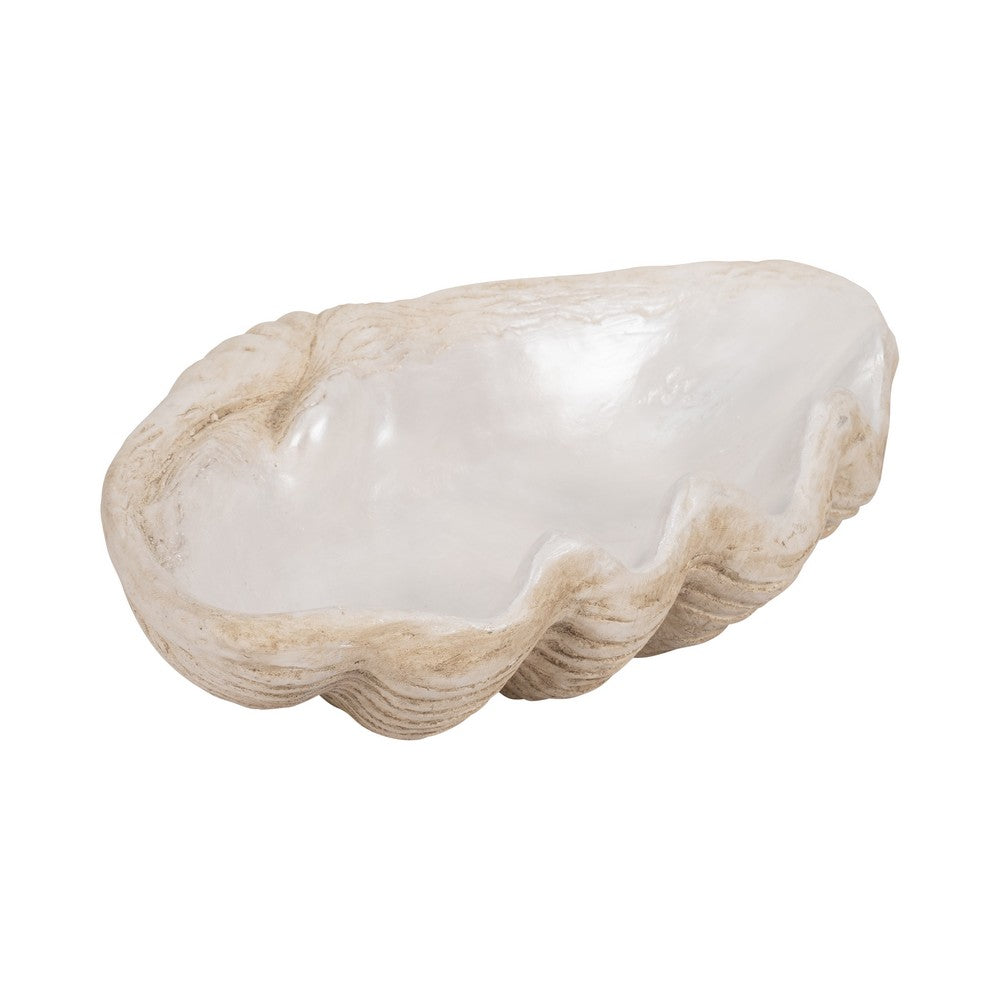 Decorative Accent Bowl | Textured Pearl Shell Design | Ivory White