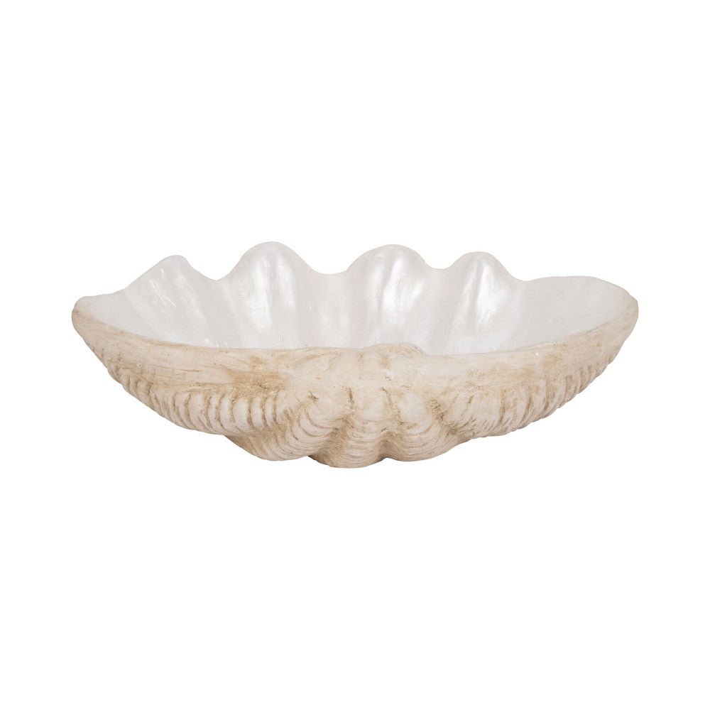 Decorative Accent Bowl | Textured Pearl Shell Design | Ivory White