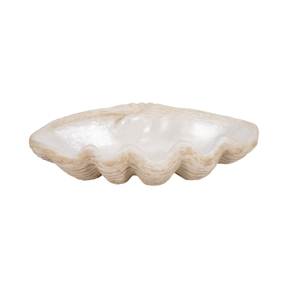 Decorative Accent Bowl | Textured Pearl Shell Design | Ivory White